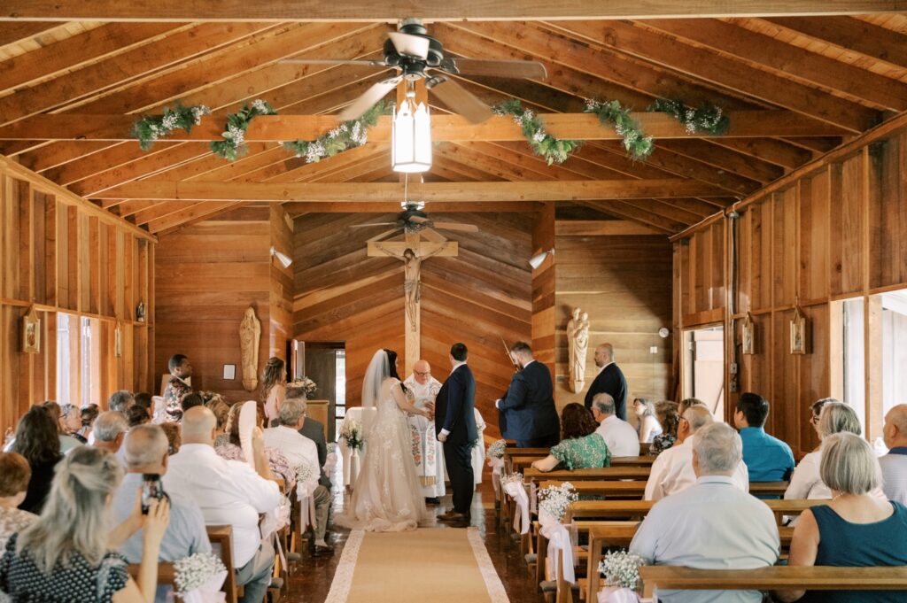 Wedding ceremony in Saint Eleanor Regina Chapel in Newville Pennsylvania													