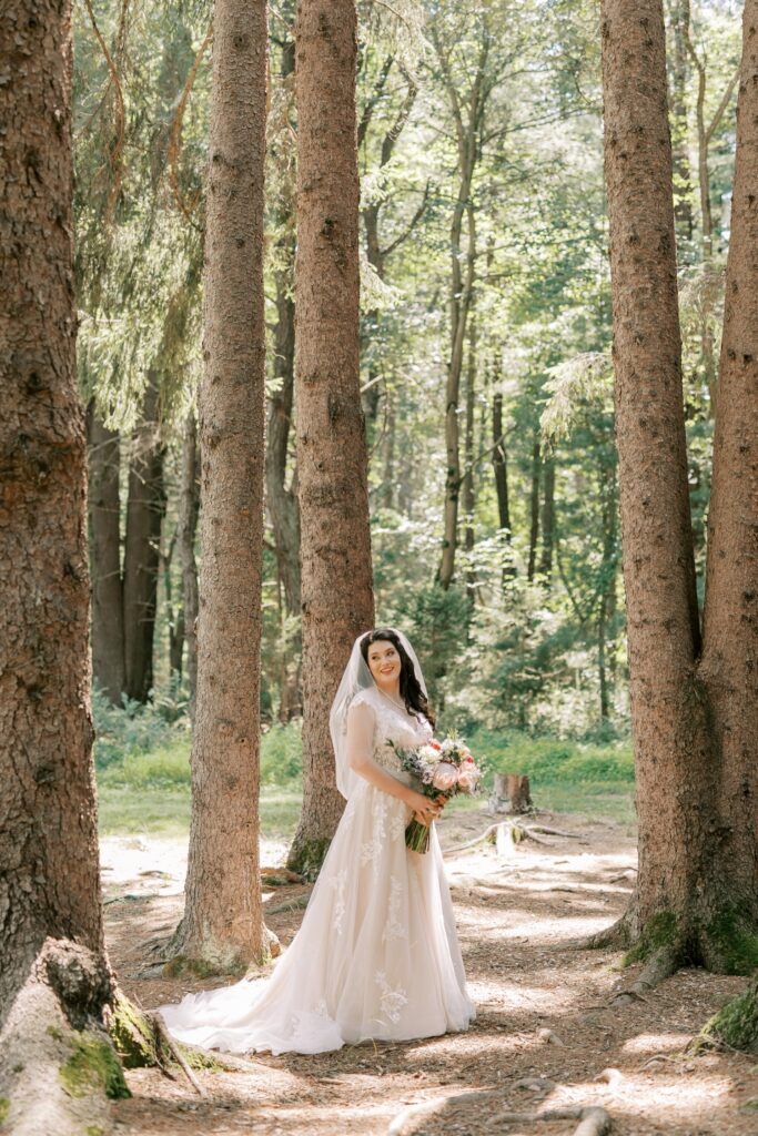 Bridal portraits in woods													