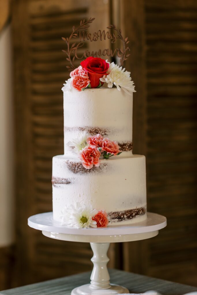 Cake display for wedding at Strock Enterprise 													